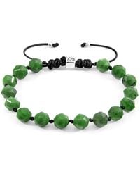 Anchor and Crew - Green Jade Zebedee Silver & Stone Beaded Macrame Bracelet - Lyst