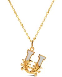 Kasun - Plated U Initial Necklace With Mother Of Pearl - Lyst