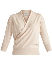 Paisie - Neutrals Cropped Sleeve Knit Wrap Top - Lyst