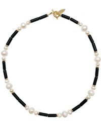 Farra - Timeless Agate With Pearls Short Necklace - Lyst