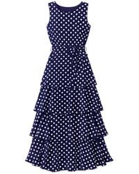 Yumi' - Spot Tiered Midi Dress - Lyst