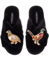 Laines London - Classic Laines Slippers With Pheasant & Hen Brooches - Lyst