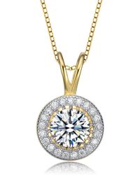 Genevive Jewelry - Sterling Silver Cubic Zirconia Gold Platedround Necklace - Lyst