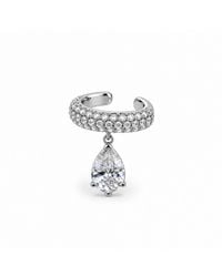 Jagged Halo Jewelry - Bombshell Pear-Shaped Cz Drop Ear Cuff Plated Stainless Steel - Lyst