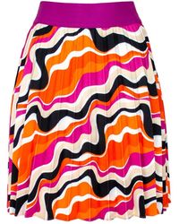 Lalipop Design - Half-Circle Pleated Mini Skirt With Colorful Wavy Print - Lyst