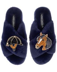 Laines London - Classic Laines Slippers With Riding Hat & Horse Brooches - Lyst