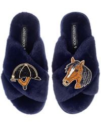 Laines London - Classic Laines Slippers With Riding Hat & Horse Brooches - Lyst