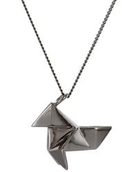 Origami Jewellery Cuckoo Necklace Sterling Silver Gun Metal - Black