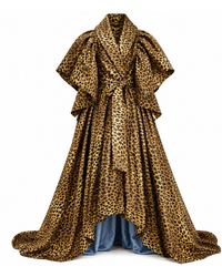 Miro Misljen - Leopard Print Dramatic Wrap Cape Coat - Lyst