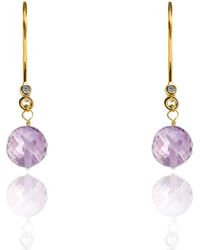 Kaizarin - Gold Amethyst Drop Earrings - February Birthstone - Lyst