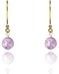 Kaizarin - Gold Amethyst Drop Earrings - February Birthstone - Lyst