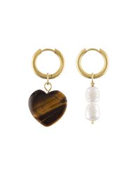Olivia Le - Aubrey Semi-precious Stone Heart Charm Hoop Earrings - Lyst