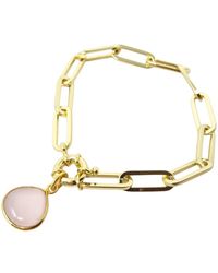 Harfi - Plated Rose Quartz October Birthstone Bracelet - Lyst