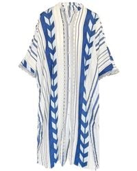 Haris Cotton - Lace Insert Button-Down Embroidered Cotton Kaftan Arrow - Lyst