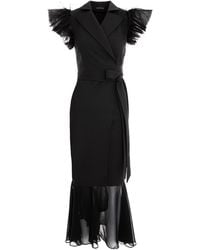 concept A trois - Long Blazer Wrap Dress With Tulle And Soft Veil - Lyst