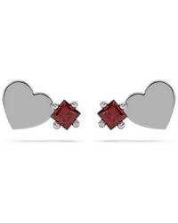 Onia - Square Ruby Heart Studs - Lyst