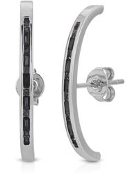 Glamrocks Jewelry - Black Baguette Suspension Hoops - Lyst