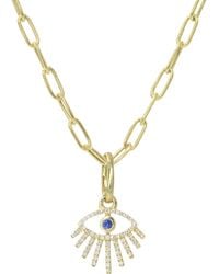 KAMARIA - Diamond Evil Eye Necklace With Rays - Lyst