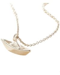 Posh Totty Designs - Sterling Origami Boat Charm Necklace - Lyst