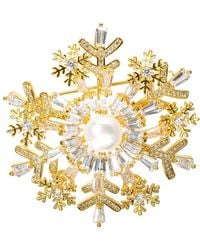 Classicharms - Pavé & Pearl Snowflake Brooch Necklace Set - Lyst