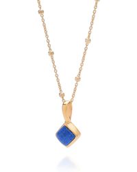 Nellou Jewellery - Diamond Lapis Necklace Birthstone September Plated Sterling - Lyst