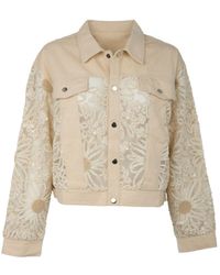 Saachi - Denim Sequin Soft Lace Cream Jacket - Lyst