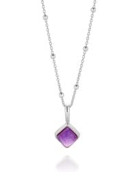 Nellou Jewellery - Diamond Amethyst Necklace Birthstone February Sterling - Lyst
