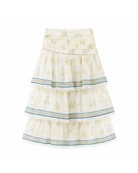 We Are Kindred - Cynthia Silk Tiered Midi Skirt - Lyst