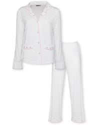 Reve Sleepwear - Ciel Tencel Long Pj Set With Flower Embroidery - Lyst