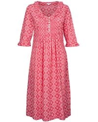 At Last - Cotton Karen Long Sleeve Day Dress - Lyst