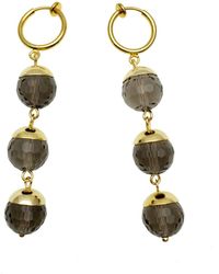 Farra - Smoky Quartz Clip On Hoop Earrings - Lyst