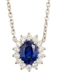 Juvetti - Divo Oval Sapphire & Diamond Halo Necklace - Lyst
