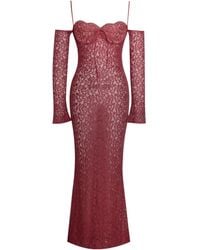 Miss Circle New York - Udaya Burgundy Lace Long Sleeve Maxi Dress - Lyst