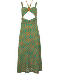 Lalipop Design - Zigzag Pattern Knit Midi Dress With Cut-out Details - Lyst