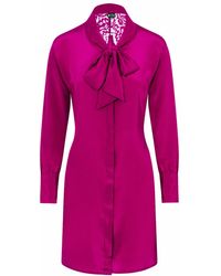 Sophie Cameron Davies - Berry Silk Mini Bow Dress - Lyst