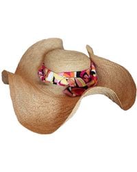 Romer Millinery - Neutrals Sewn Raffia Dramatic Wavy Brim Sun Hat With Tie - Lyst