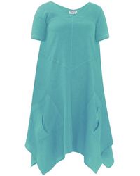 Haris Cotton - Solid Asymmetrical Hem Linen Dress With Front Pockets Crystal - Lyst