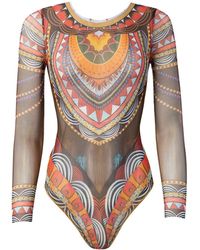 Rodasoleil Smart Swimwear - Tan-Through Mesh One-Piece Swimsuit With Sleeves Africa - Lyst