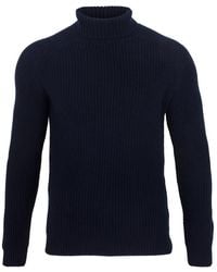 Paul James Knitwear - Cotton Jacob Fisherman Rib Knit Roll Neck Jumper - Lyst