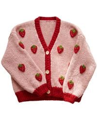 Ana Chic - Trim Strawberry Handmade Knitted Cardigan - Lyst