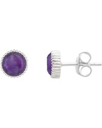 Auree - Barcelona Silver February Birthstone Stud Earrings Amethyst - Lyst