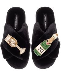 Laines London - Classic Laines Slippers With Champagne & Glass 70Th Birthday Brooches - Lyst
