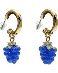 Farra - Raspberry Dangle Hoop Fun Earrings - Lyst