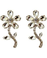 Achala Handcrafted - Neutrals Crystal Flower Statement Earrings - Lyst
