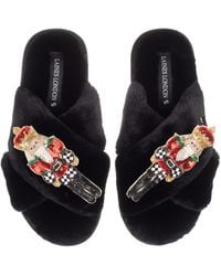 Laines London - Classic Laines Christmas Collection Slippers With Double Grand Nutcrackers Brooches - Lyst