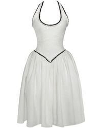 Miss Circle New York - Natalie U Neck Halter Drop Waist Tweed Midi Dress - Lyst