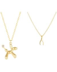 Spero London - Balloon Dog Poodle & Wishbone Necklace Layering Set - Lyst