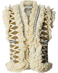The Extreme Collection - Neutrals Mustard Fringed Artisanal Vest Brittany - Lyst