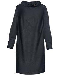 Conquista - Casual H-Line Stand Collar Long Sleeve Midi Dress - Lyst