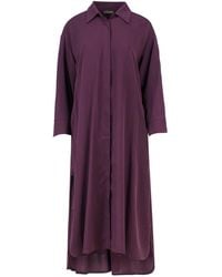 Conquista - Burgundy Midi Dress With Side Slits - Lyst